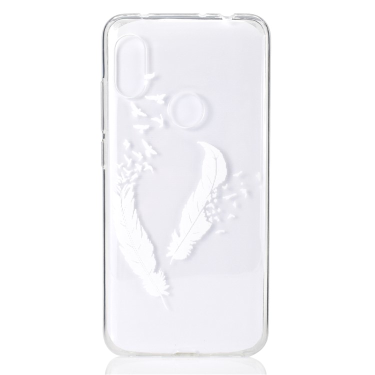 Embossed Pattern TPU Mobile Phone Cover for Xiaomi Redmi Note 6 Pro - White Feather and Bird-2
