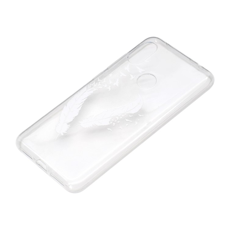 Embossed Pattern TPU Mobile Phone Cover for Xiaomi Redmi Note 6 Pro - White Feather and Bird-3