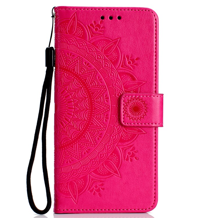 Imprinted Mandala Pattern Wallet Leather Mobile Cover for Xiaomi Pocophone F1 / Poco F1 (India) - Rose-2