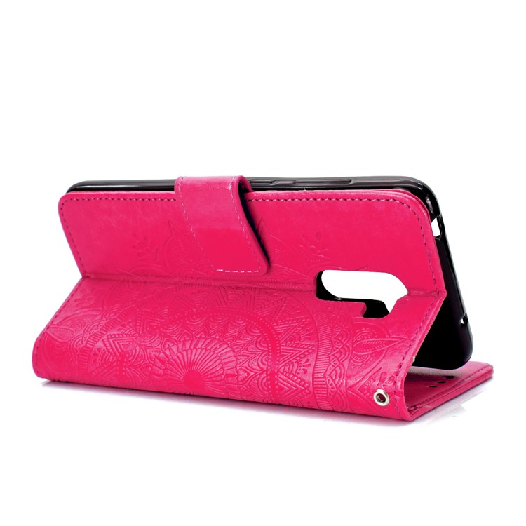 Imprinted Mandala Pattern Wallet Leather Mobile Cover for Xiaomi Pocophone F1 / Poco F1 (India) - Rose-6