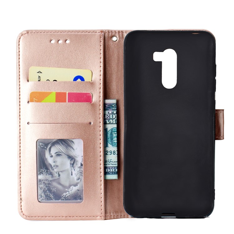 Imprinted Mandala Pattern Wallet Leather Mobile Shell for Xiaomi Pocophone F1 / Poco F1 (India) - Rose Gold-4