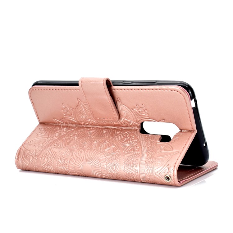 Imprinted Mandala Pattern Wallet Leather Mobile Shell for Xiaomi Pocophone F1 / Poco F1 (India) - Rose Gold-5