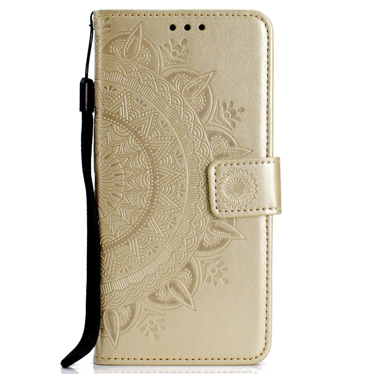 Imprinted Mandala Pattern Wallet Leather Mobile Case for Xiaomi Pocophone F1 / Poco F1 (India) - Gold-2