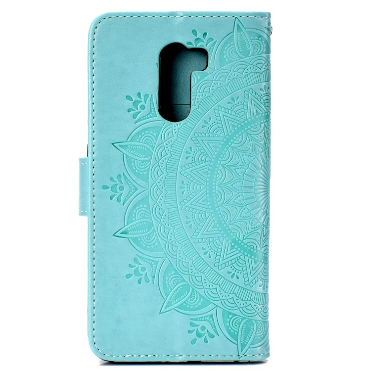 Imprinted Mandala Pattern Wallet Leather Mobile Casing for Xiaomi Pocophone F1 / Poco F1 (India) - Cyan-3