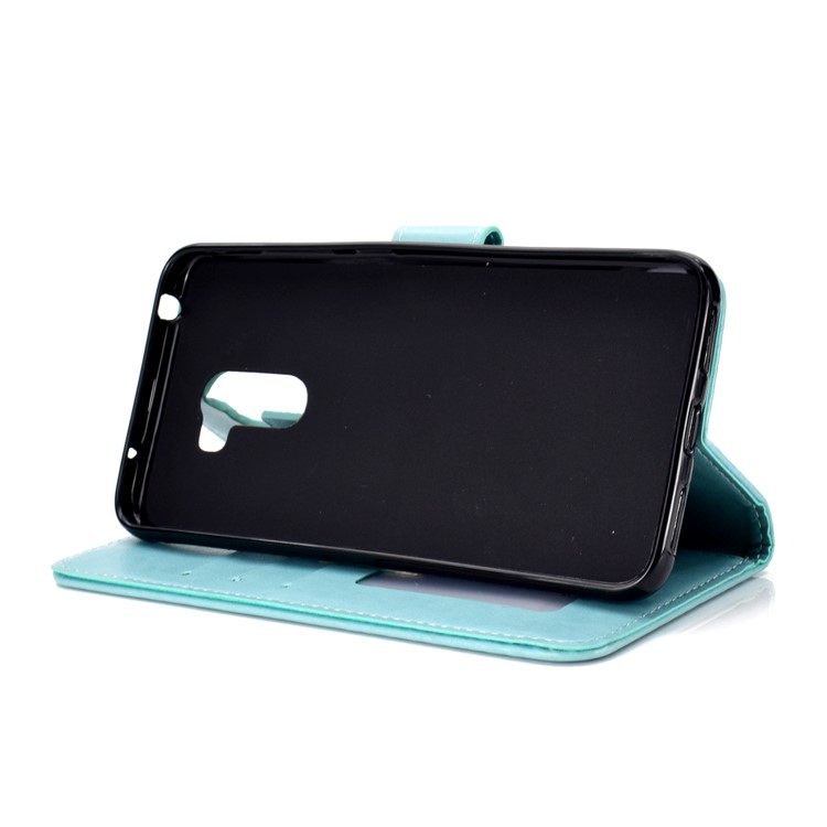 Imprinted Mandala Pattern Wallet Leather Mobile Casing for Xiaomi Pocophone F1 / Poco F1 (India) - Cyan-6