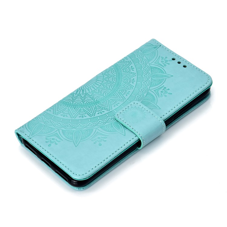 Imprinted Mandala Pattern Wallet Leather Mobile Casing for Xiaomi Pocophone F1 / Poco F1 (India) - Cyan-7