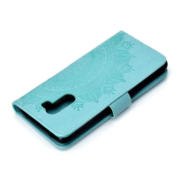 Imprinted Mandala Pattern Wallet Leather Mobile Casing for Xiaomi Pocophone F1 / Poco F1 (India) - Cyan-8