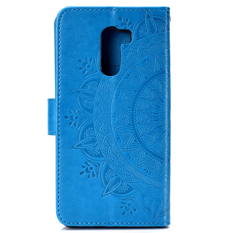 Imprinted Mandala Pattern Wallet Leather Cellphone Case for Xiaomi Pocophone F1 / Poco F1 (India) - Blue-3