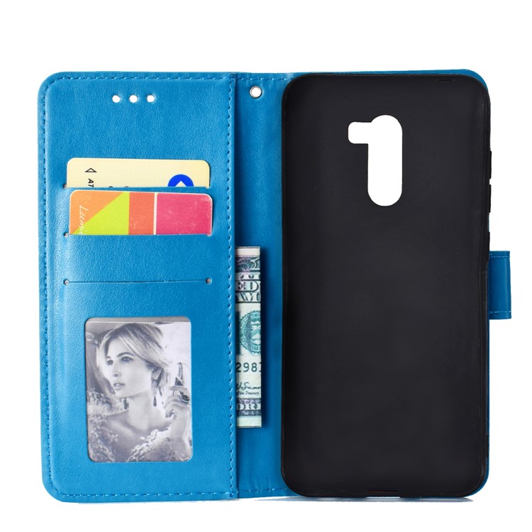 Imprinted Mandala Pattern Wallet Leather Cellphone Case for Xiaomi Pocophone F1 / Poco F1 (India) - Blue-4