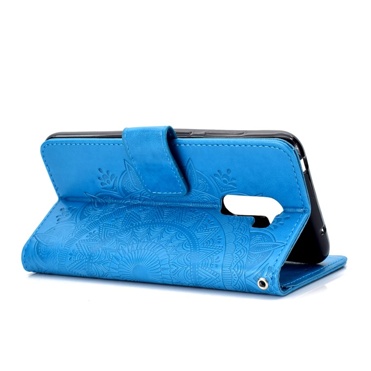 Imprinted Mandala Pattern Wallet Leather Cellphone Case for Xiaomi Pocophone F1 / Poco F1 (India) - Blue-5
