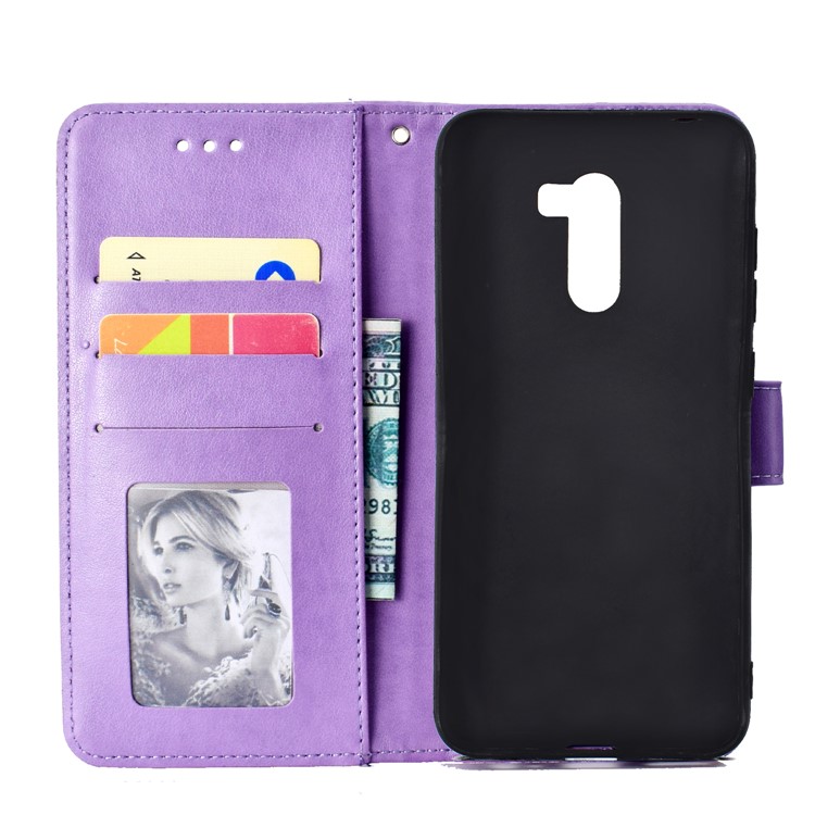 Imprinted Mandala Pattern Wallet Leather Flip Case for Xiaomi Pocophone F1 / Poco F1 (India) - Purple-4