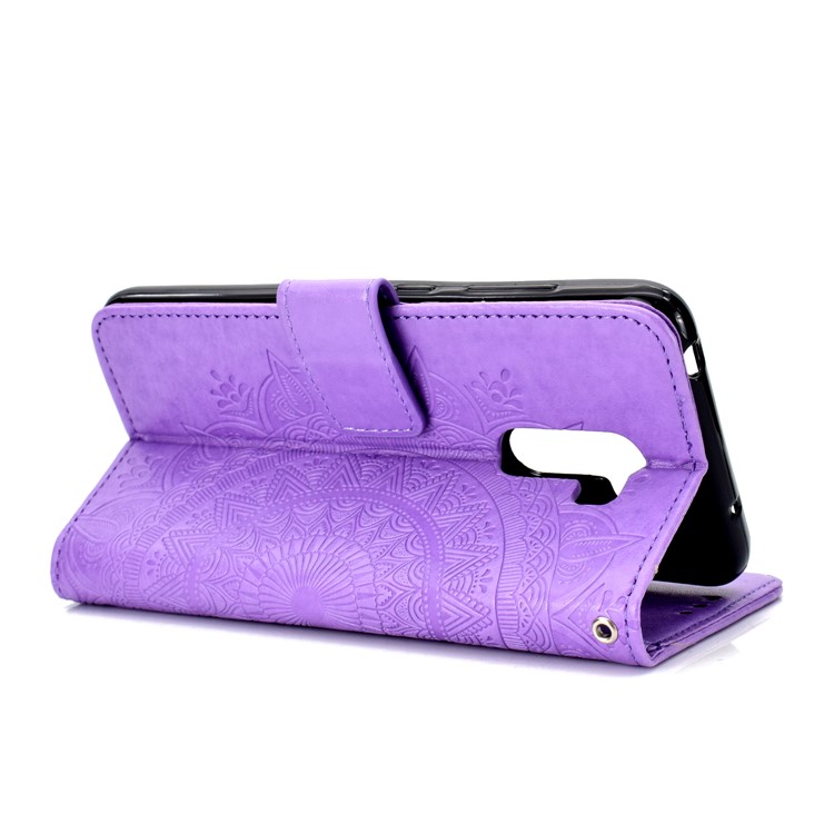 Imprinted Mandala Pattern Wallet Leather Flip Case for Xiaomi Pocophone F1 / Poco F1 (India) - Purple-5
