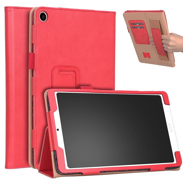 Retro Style PU Leather Card Holder Tablet Cover with Stand for Xiaomi Mi Pad 4 Plus - Red-1