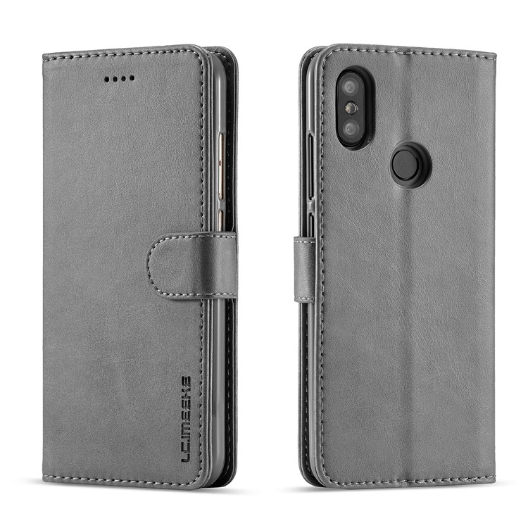 LC.IMEEKE Wallet Leather Stand Cover for Xiaomi Mi A2 / Mi 6X (China) - Grey-1