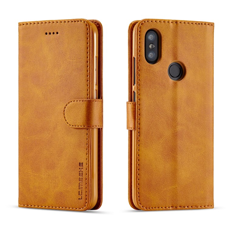 LC.IMEEKE Leather Wallet Cover for Xiaomi Mi A2 / Mi 6X (China) - Brown-1