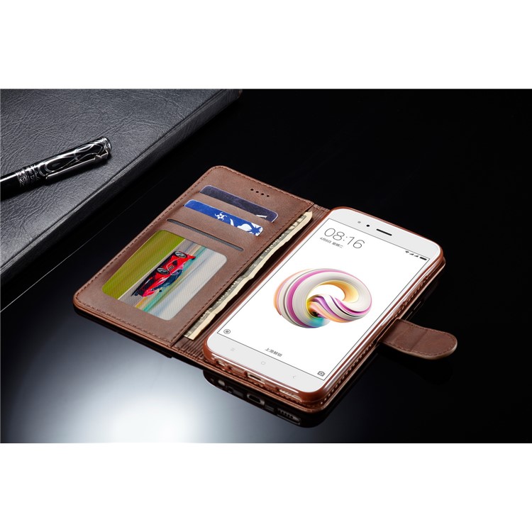 LC.IMEEKE Wallet Leather Protection Shell for Xiaomi Mi A1 / Mi 5X - Coffee-14