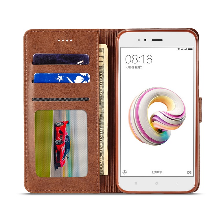 LC.IMEEKE Wallet Leather Protection Shell for Xiaomi Mi A1 / Mi 5X - Coffee-6