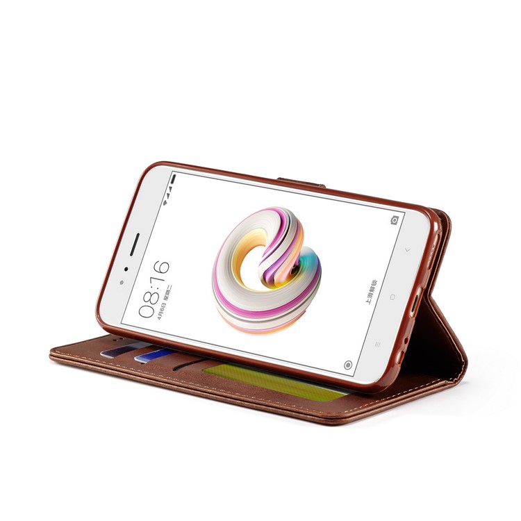 LC.IMEEKE Wallet Leather Protection Shell for Xiaomi Mi A1 / Mi 5X - Coffee-7