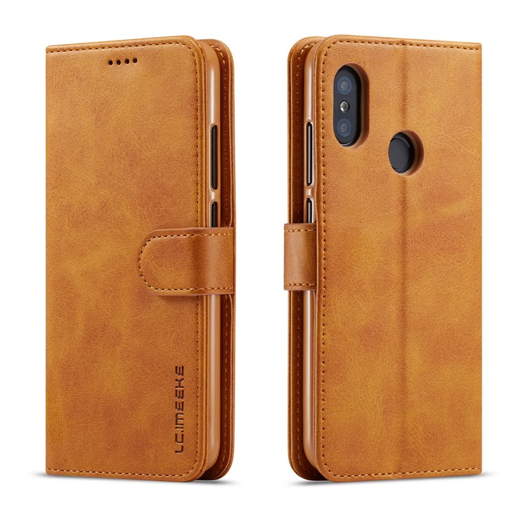 LC.IMEEKE Wallet Leather Stand Phone Casing for Xiaomi Redmi Note 6 Pro - Brown-1