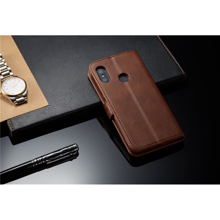 LC.IMEEKE Wallet Leather Stand Cell Phone Case for Xiaomi Redmi Note 6 Pro - Coffee-10