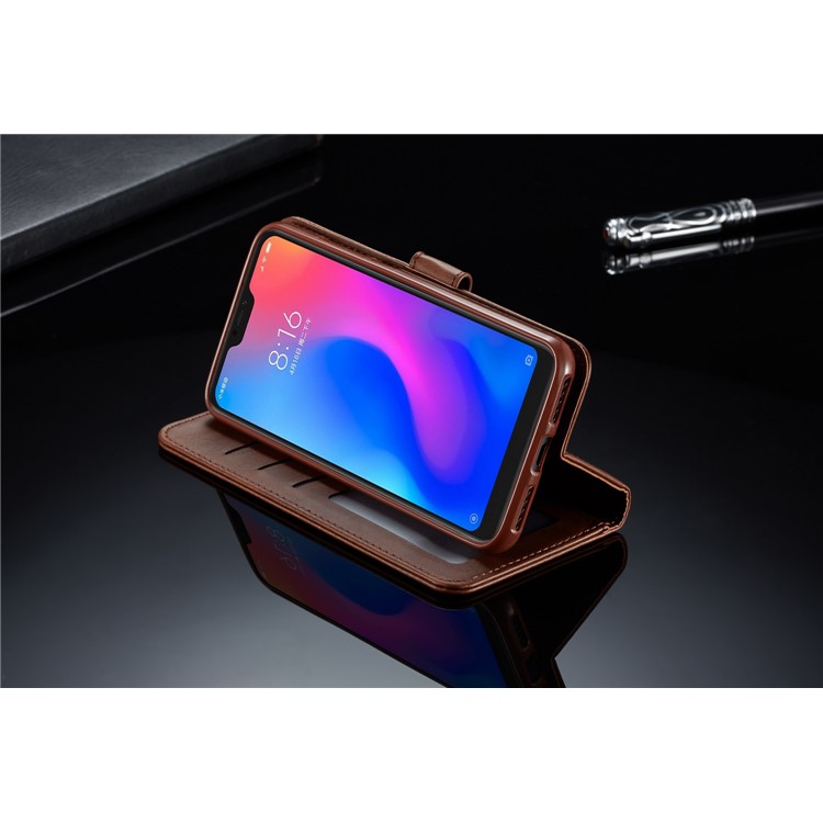 LC.IMEEKE Wallet Leather Stand Cell Phone Case for Xiaomi Redmi Note 6 Pro - Coffee-13