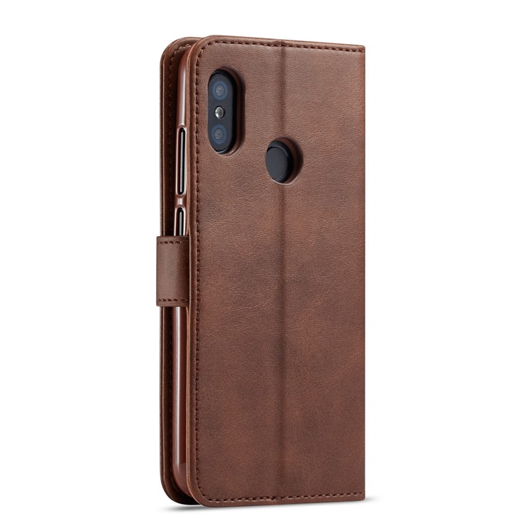 LC.IMEEKE Wallet Leather Stand Cell Phone Case for Xiaomi Redmi Note 6 Pro - Coffee-3
