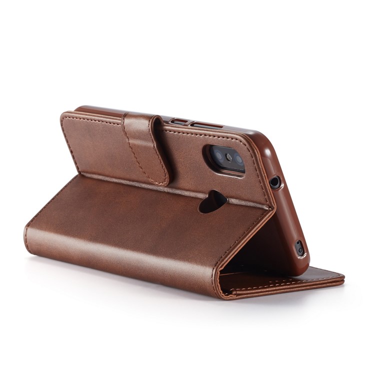 LC.IMEEKE Wallet Leather Stand Cell Phone Case for Xiaomi Redmi Note 6 Pro - Coffee-4