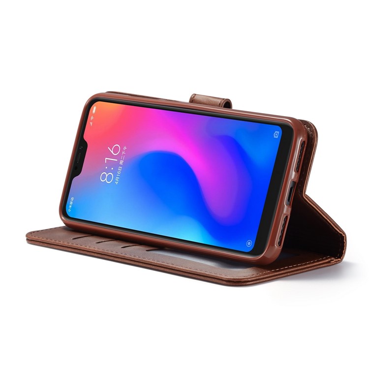LC.IMEEKE Wallet Leather Stand Cell Phone Case for Xiaomi Redmi Note 6 Pro - Coffee-6
