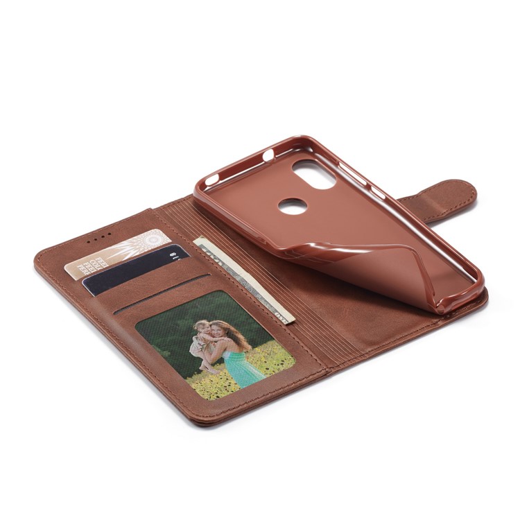 LC.IMEEKE Wallet Leather Stand Cell Phone Case for Xiaomi Redmi Note 6 Pro - Coffee-8