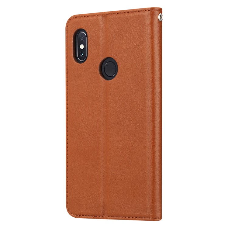 Auto-absorbed Leather Case with [Wallet Stand] for Xiaomi Redmi Note 6 Pro - Brown-3