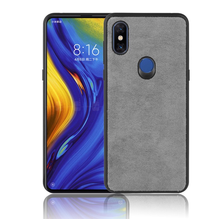Pano De Veludo Retro Revestido PC + Tampa Do Telefone TPU Combo Para Xiaomi Mi Mix 3 - Cinzento-1
