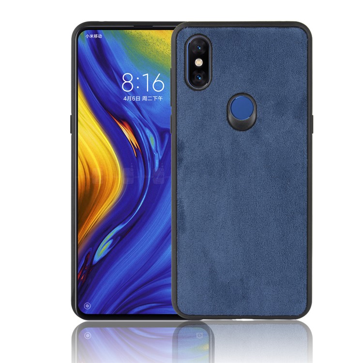 Retro Velvet Cloth Coated PC + TPU Hybrid Case Accessory for Xiaomi Mi Mix 3 - Blue-1
