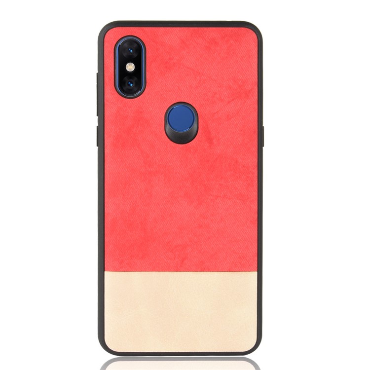 Bi-color Splicing PU Leather Coated PC + TPU Mobile Phone Shell for Xiaomi Mi Mix 3 - Red-2