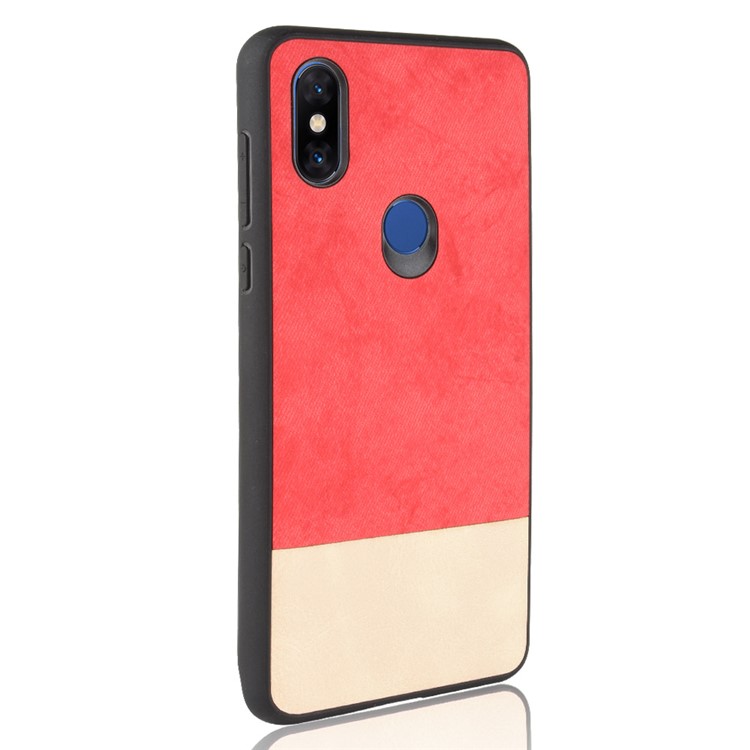 Bi-color Splicing PU Leather Coated PC + TPU Mobile Phone Shell for Xiaomi Mi Mix 3 - Red-3