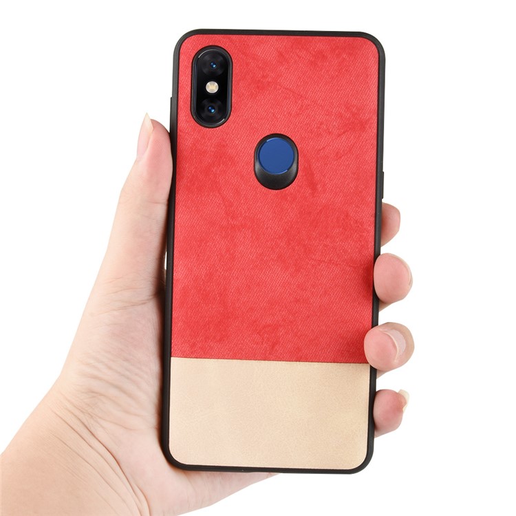 Bi-color Splicing PU Leather Coated PC + TPU Mobile Phone Shell for Xiaomi Mi Mix 3 - Red-4