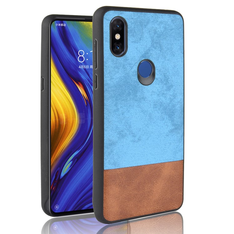 Bi-color PU Leather Coated PC + TPU Splicing Hybrid Case Coverl for Xiaomi Mi Mix 3 - Blue-1