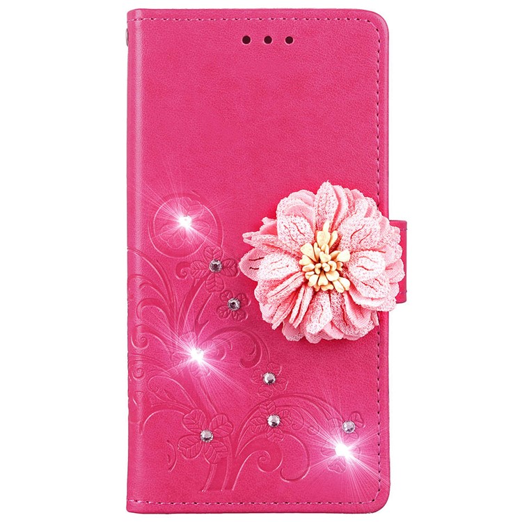 For Xiaomi Redmi Note 6 Pro 3D Flower Leather Phone Casing / Imprint Flower / Rhinestone Decor / Wallet - Rose-3