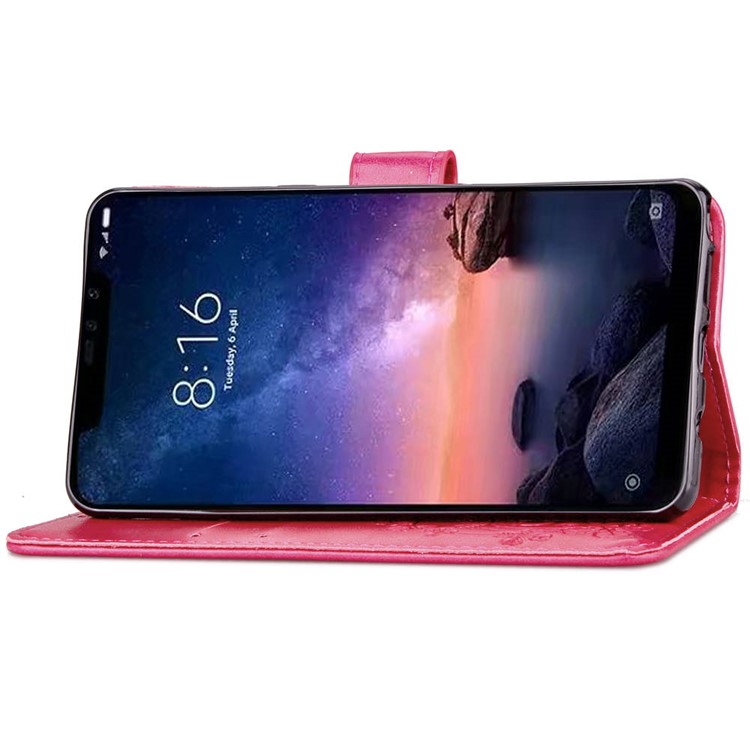 For Xiaomi Redmi Note 6 Pro 3D Flower Leather Phone Casing / Imprint Flower / Rhinestone Decor / Wallet - Rose-6