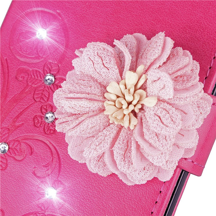 For Xiaomi Redmi Note 6 Pro 3D Flower Leather Phone Casing / Imprint Flower / Rhinestone Decor / Wallet - Rose-7