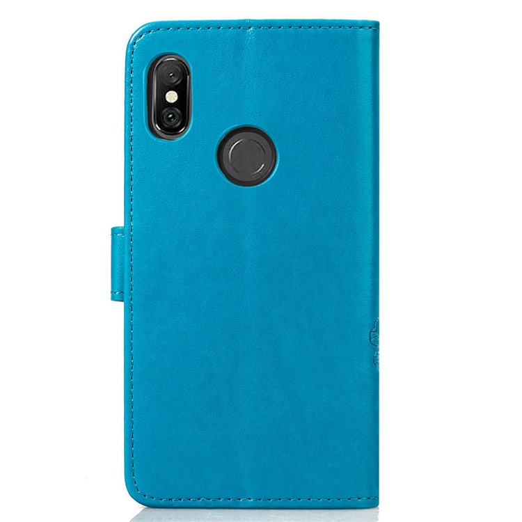 For Xiaomi Redmi Note 6 Pro 3D Flower Leather Mobile Shell / Imprint Flower / Rhinestone Decor / Wallet - Blue-4