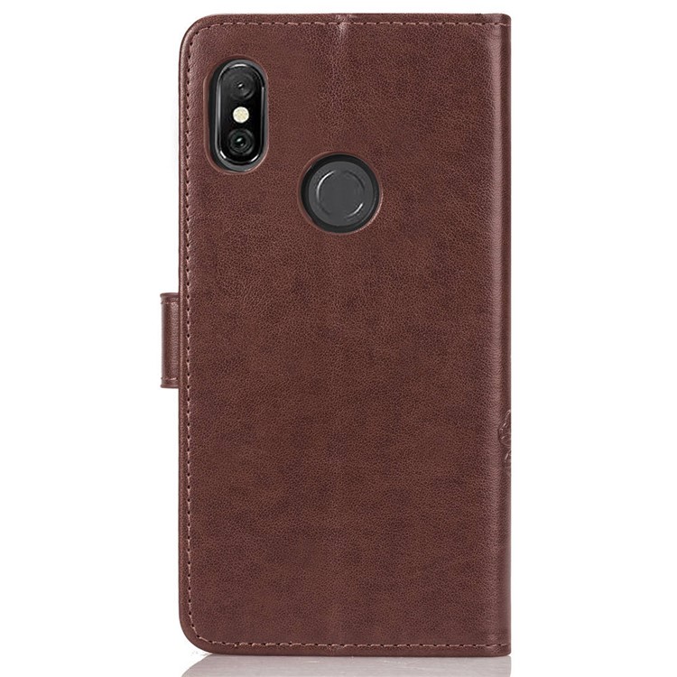 For Xiaomi Redmi Note 6 Pro 3D Flower Leather Cell Phone Case / Imprint Flower / Rhinestone Decor / Wallet - Brown-4