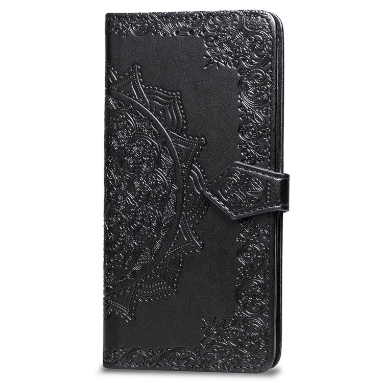 Imprint Mandala Flower Stand 3 Card Slots Leather Case for Xiaomi Pocophone F1 / Poco F1 (India) - Black-3