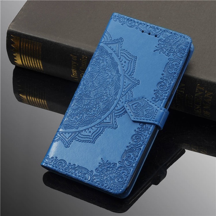 Imprint Mandala Flower Stand Wallet Leather Case for Xiaomi Pocophone F1 / Poco F1 (India) - Blue-10
