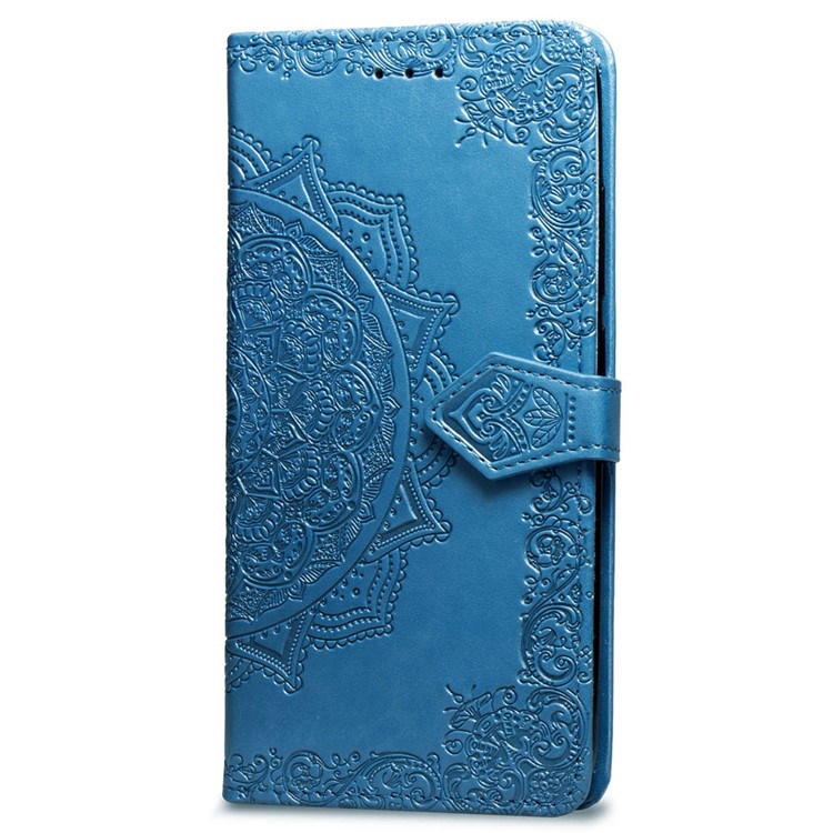 Imprint Mandala Flower Stand Wallet Leather Case for Xiaomi Pocophone F1 / Poco F1 (India) - Blue-3