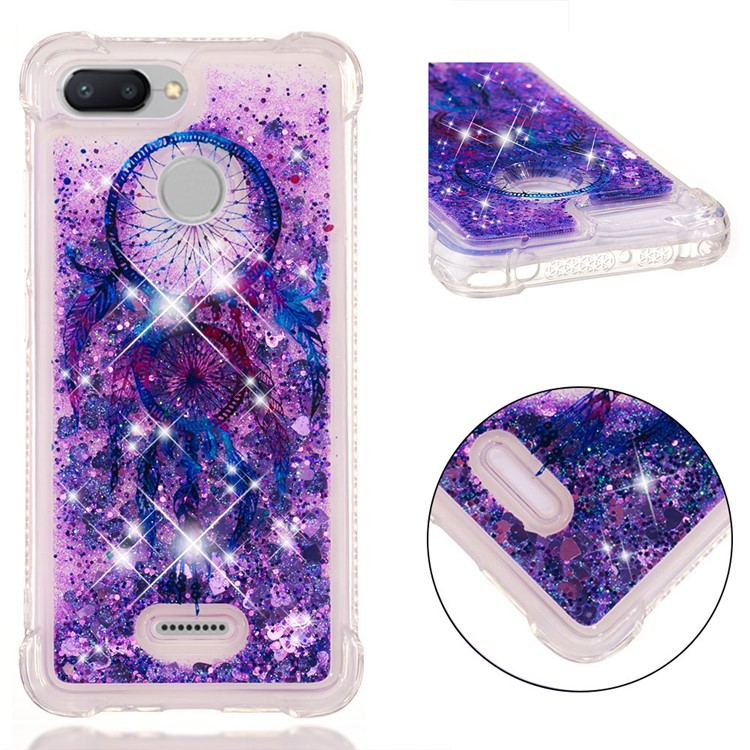 Pattern Printing Flowing Quicksand TPU Case for Xiaomi Redmi 6 - Blue Dream Catcher-1