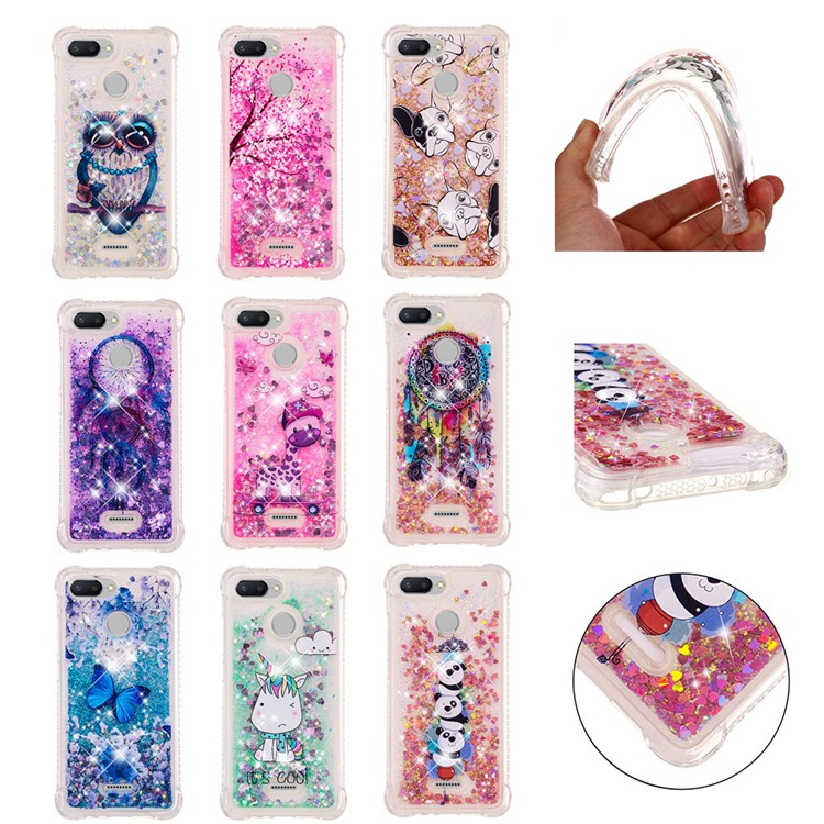 Pattern Printing Flowing Quicksand TPU Case for Xiaomi Redmi 6 - Blue Dream Catcher-7