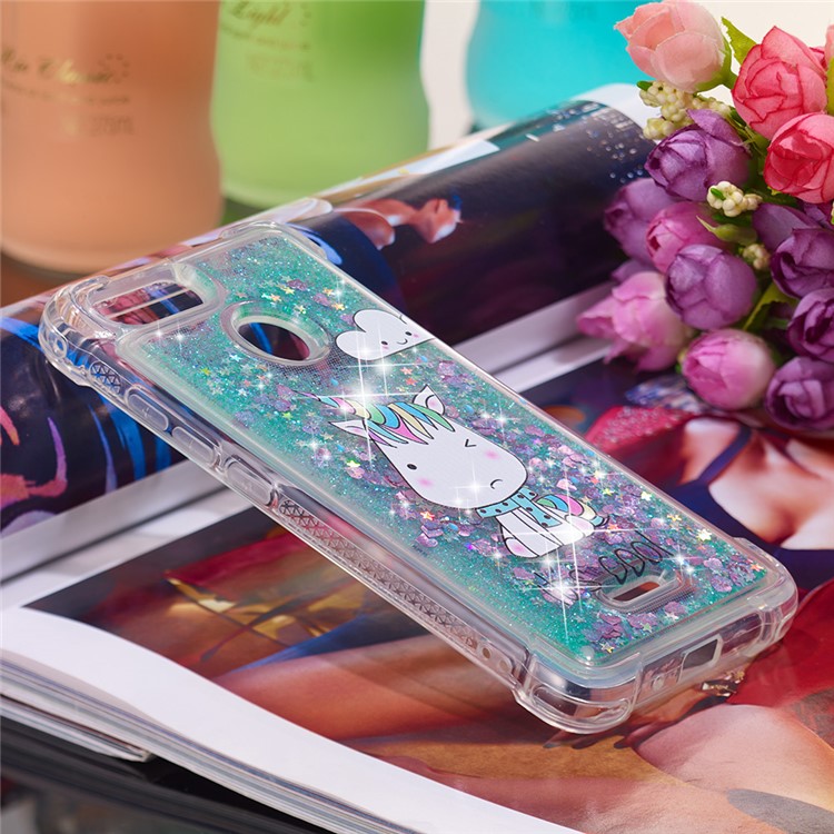 Pattern Printing Flowing Quicksand TPU Phone Casing for Xiaomi Redmi 6 - Unicorn-4