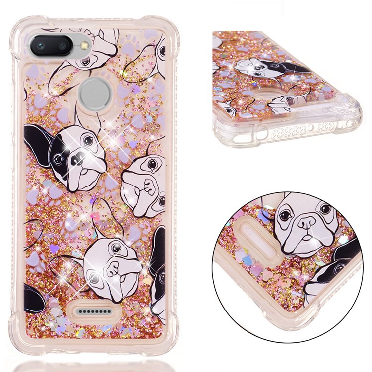 Pattern Printing Flowing Quicksand TPU Back Case for Xiaomi Redmi 6 - Dogs-1