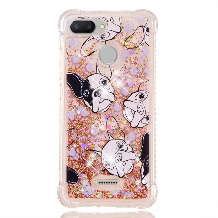 Pattern Printing Flowing Quicksand TPU Back Case for Xiaomi Redmi 6 - Dogs-2