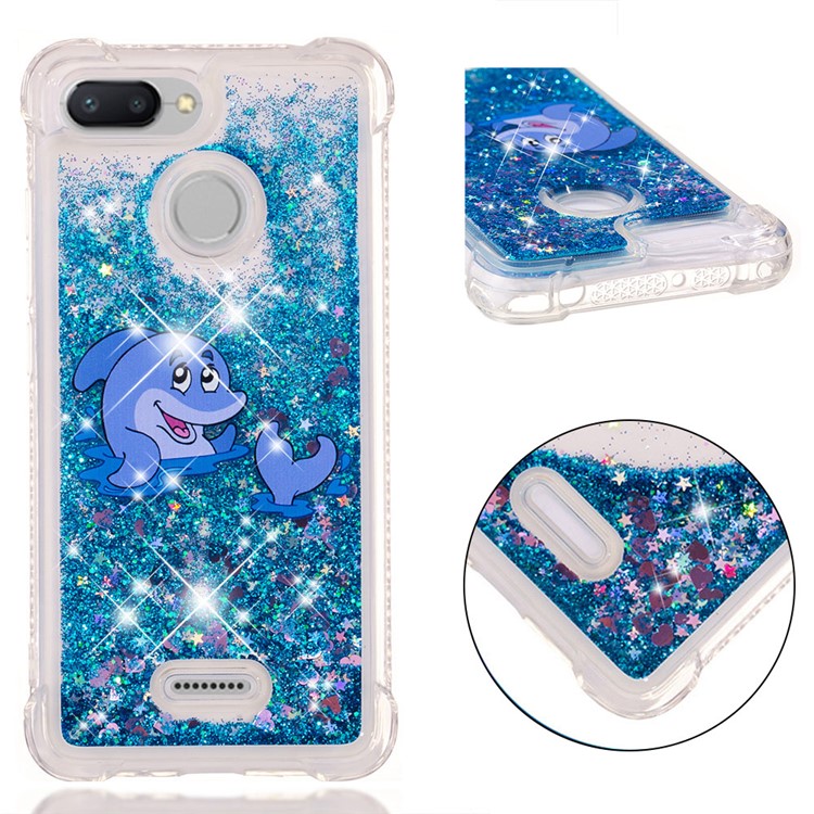 Pattern Printing Flowing Quicksand TPU Protection Cover for Xiaomi Redmi 6 - Dolphin-1